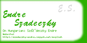 endre szadeczky business card